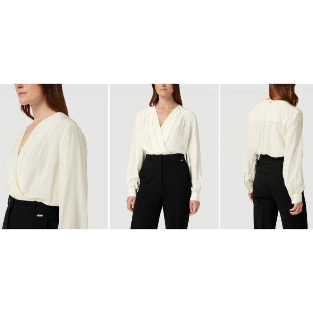 Boss Itoka 100% silk Wrap Body top size 4 color ivort NWT mspr 278